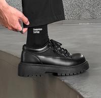 Chaussures décontractées à lacets pour hommes, populaires, à semelles épaisses, en cuir, à bout large, style Bullock, pour l'extérieur