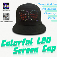 Gorra de pantalla LED RGB de tamaño grande, gorra recargable a todo Color, aplicación programada, sombrero de mensaje de desplazamiento Digital, sombrero de pantalla Led