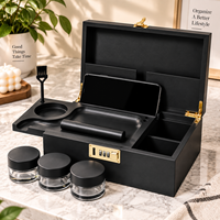 Boîte de rangement carrée moderne en bois avec serrure, grande, anti-odeur, pour broyeur d'herbes sèches