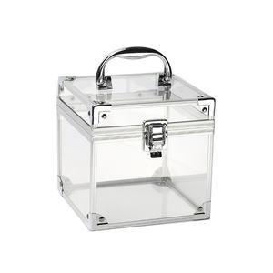 Estuche de maquillaje de acrílico transparente con marco de aluminio, organizador de cosméticos con cerradura para herramientas de belleza y regalos 808 - Product Image 3