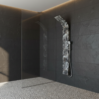 Panneau de douche contemporain en acier inoxydable 304 avec robinets thermostatiques, jet doux, colonne de salle de bain, robinet mélangeur