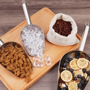 Cuchara de acero inoxidable con anillo para colgar, grado 201, para servir té helado, café, arroz, harina, palomitas de maíz - Product Image 1