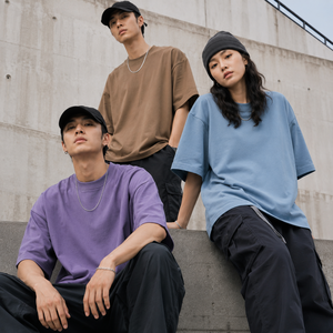 Custom High Quality 100 Cotton Round Neck Short Sleeve Blank Heavy Oversized Plain Tshirts Printing <strong>Men</strong> Urban Fashion <strong>Top</strong> - Product Image 2