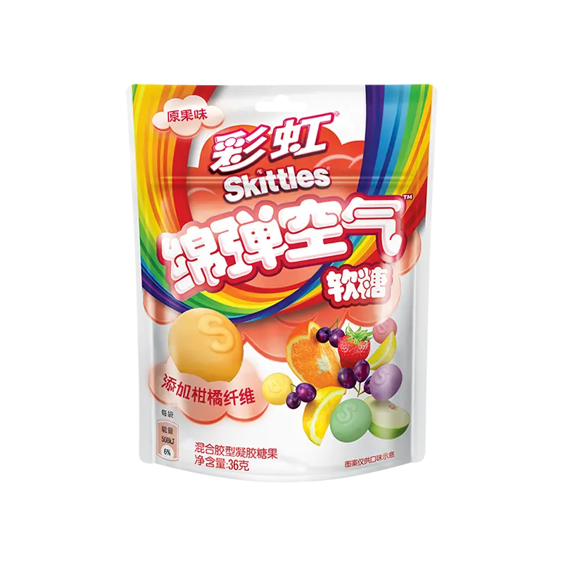 Skittle-s ซอฟท์บอมบ์แคนดี้เยลลี่อากาศ 36 กรัมขนมเหนียวรสผลไม้ดั้งเดิม