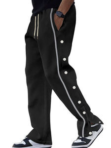 <span class=keywords><strong>Pantaloni</strong></span> Sportivi Casual da Uomo <span class=keywords><strong>con</strong></span> <span class=keywords><strong>Elastico</strong></span> <span class=keywords><strong>in</strong></span> <span class=keywords><strong>Vita</strong></span>, Strisce Laterali e Orlo Aperto <span class=keywords><strong>con</strong></span> Bottoni a Pressione - Product Image 5