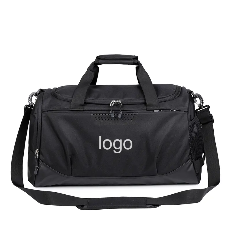 Nuevo diseño logotipo personalizado hombres mujeres Fitness impermeable Mochila Weekender entrenamiento Duffel viaje deportes gimnasio bolsa con compartimento para zapatos