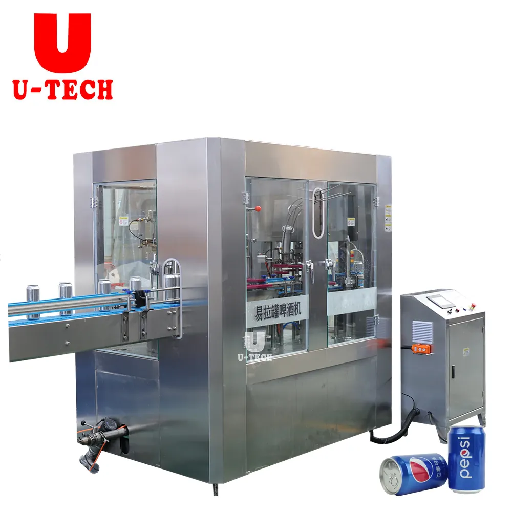 Full automatic beverage soft drink cola aluminum tin can filling sealing machine