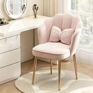 Luxury Dressing <b>Table</b> Chair pink with Gold Legs Bedroom Furniture - Product Image 1
