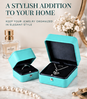Boîte à bijoux carrée en cuir PU bleu clair avec doublure en velours doux et fermeture à pression JMjermyn JM-028BS pour l'affichage et les cadeaux de bijoux