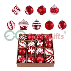 EAGLEGIFTS Custom 3d Christmas Ornament Christmas Big Balls Kit Cupcake Square Gift Box Design Smooth Red Christmas Balls