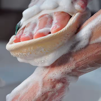 Gant de douche exfoliant en éponge naturelle de loofah ovale, personnalisé avec logo, écologique, pour le corps, marque privée UUYP