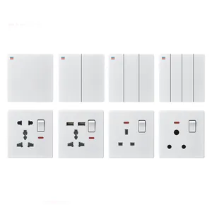 White Large Panel Wall Switch Single Open Double Open 3 Open 4 Open With Socket Wall Panel Switch Maximum Current 16A OEM