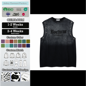 T-shirt de luxe OEM pour homme, coupe ample et épaisse, délavé à l'acide, brodé, Camisa Chrome Sin Mangas Hombre Verano Corte Amplio Tee - Product Image 1