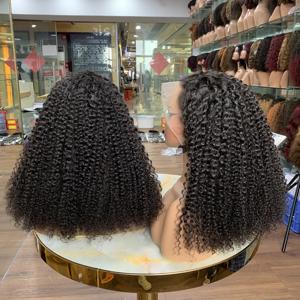 Perruque en cheveux humains à boucles crépues avec dentelle frontale 13*4, qualité 12A, cheveux brésiliens, 16 pouces, double trame, 100% cheveux humains pour femme - Product Image 3
