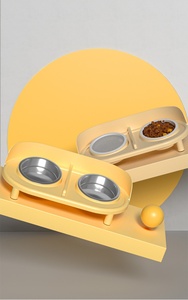 Thân thiện với môi mèo bát gốm với khung gỗ rắn chống lật treo bát để sử dụng trong nhà được thiết kế cho mèo con và chó con - Product Image 5