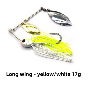 Señuelo profesional de pesca de lubina, spinnerbait de hierro artificial duro con doble aspa de aluminio, falda de silicona y cabeza de jig para lucio y trucha - Product Image 6