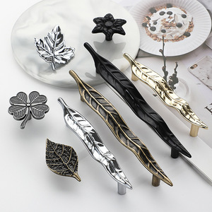 <b>Leaf</b> Branch Flower Shape Zinc Alloy Furniture Handle Knob Wardrobe Drawer Decorative Traditional Design Durable - Product Image 2