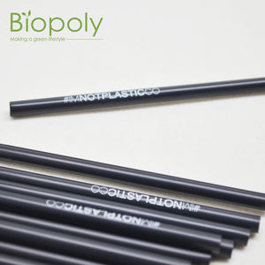 ماصة PLA قصيرة عالية الجودة من Biopoly ، ماصات PLA سوداء يمكن التخلص منها مع شعار - Product Image 3