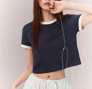 Wholesale Customized Letter Printed T-shirts for Women's 2024 Summer Contrasting <b>Patchwork</b> Loose Short Sleeved <b>Top</b> - Product Image 4