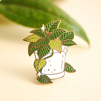 Mode métal plante Badge personnalisé Adorable Mini Cactus plante en pot ensemble plaqué or émail broches petit cadeau broche Badge broche