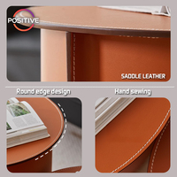 Table basse minimaliste en cuir orange, style moderne, luxe léger, haute qualité, créative, pour salon