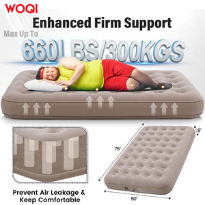 Colchón inflable Woqi tamaño doble, engrosado, con bomba incorporada para camping y uso al aire libre, color caqui, material de poliéster. - Product Image 3