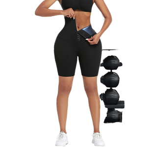 QIYU Custom High Waist Women's Spandex Elastic Zipper Closure Training Shorts Body Shaper Biker Sweat <b>Trainer</b> Leggings Home - Product Image 1