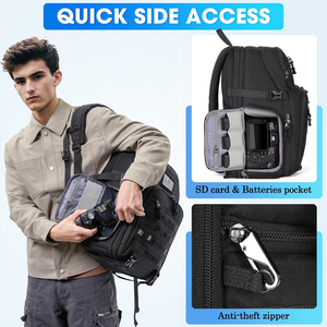 Sac à dos pour appareil photo professionnel pour appareil photo reflex numérique/reflex sans miroir Sac pour appareil photo tactique étanche pour photographes avec housse de pluie - Product Image 6