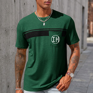 Camisetas de punto estampadas para hombre, transpirables, ecológicas, de 240 gramos, estilo casual con contraste, nueva moda 2025, antipilling, para venta en línea - Product Image 4