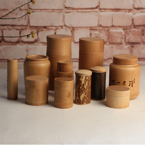 Portable bamboo tea caddy sealed bamboo tube storage box bamboo wood awakening tea bucket tea packaging box