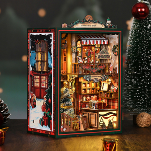 Nouveau Style Éducatif Mini Book Nook Kit de Maison Miniature <span class=keywords><strong>en</strong></span> <span class=keywords><strong>Bois</strong></span> à Monter Soi-Même pour la Décoration de Noël - Product Image 1