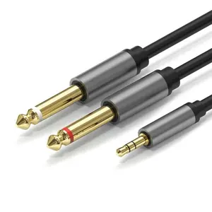 Adaptador de Cabo de Áudio de 3.5mm para 6.35 milímetros Dupla para Mixer Amplifier Speaker Banhado A Ouro 6.5 milímetros 3.5 Jack Cabo De Áudio Splitter