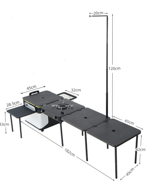Portable Folding Camping Kitchen Table With Storage Organizer Camping Cooking Station With Windproof Stove for BBQ Picnic Party