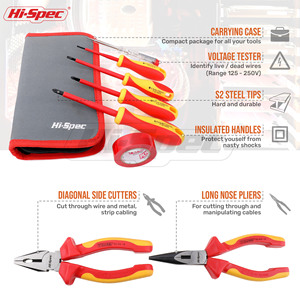 Juego de 8 piezas de destornilladores y alicates con aislamiento VDE, kit de herramientas para electricistas con estuche blando para reparación electrónica. - Product Image 3