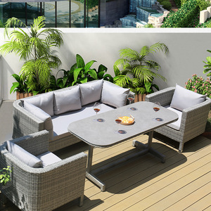 Ensemble de canapé et chaise en rotin d'extérieur, imperméable, 2 places, design moderne pour <span class=keywords><strong>jardin</strong></span> et cour - Product Image 2
