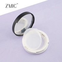 Kotak alas bedak cushion bulat warna emas metalik, kosong, dengan cermin, kemasan alas bedak cushion ABS, grosir