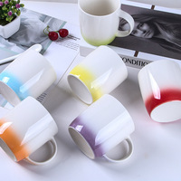 Vente en gros de tasses en céramique givrée de 11 oz, couleur dégradée, fond coloré, style luxe léger, vierges pour sublimation, compatibles lave-vaisselle et micro-ondes
