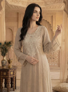 Abito Abaya Musulmano da Donna - Stile Dubai, Lussuoso Abbigliamento Islamico con Scollo a V, Lunghezza al Pavimento, Maniche Lunghe in Poliestere per <span class=keywords><strong>Moda</strong></span> Modesta - Product Image 2