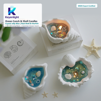 Bougie Coquillage en Cire de Gelée Bleue Thème Océanique, Boîte Cadeau Décoration Maison Aromathérapie Centre de Table Mariage Plage Coquille Saint-Jacques