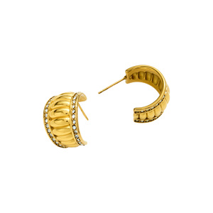 Pendientes de Aro Clásicos de Moda para Mujer, Chapados en Oro de 18K, con Cristales de Estrás Engastados en Canal y Corte Brillante Redondo - Product Image 3
