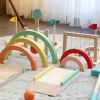 Ensemble de jeu de mini-golf personnalisé à faire soi-même et cadeau, jeu d'entraînement à l'équilibre intérieur/extérieur, jouet de golf en bois pour enfants de 5 à 7 ans