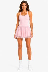 Mini Abito Senza Maniche con Gonna in Tulle Plissettato, Vita Elasticizzata, Vestibilità A-Line, Stile Sportivo Estivo Casual - Product Image 2