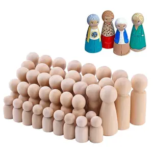 Bambole in legno Peg persone infinite figure in legno naturale, corpi decorativi per bambole per arti e mestieri fai-da-te