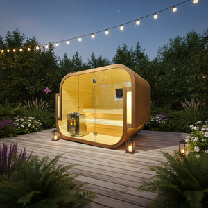 Sauna <span class=keywords><strong>Cube</strong></span> 6-7 Personnes en Bois de Pruche Massif Électrique Extérieur avec Panneau de Commande Informatique - Product Image 3