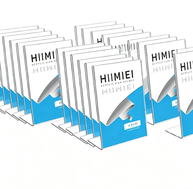 Acrylic L Type Tabletop Sign Stand, Clear Vertical Pull Out Card Holder for Menu Price Tag Retail Shop Counter Exhibition