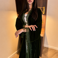 Nouvelle Abaya Style Dubaï pour l'Aïd Ramadan 2026 – Abaya en Velours et Dentelle Automne Hiver – Cardigan Modeste pour Femmes Musulmanes – Robe Musulmane pour Femmes