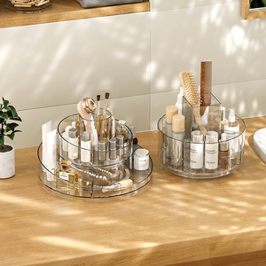 Yimijia Cosmetic Storage Box Rotating Desktop Organizer Transparent Pet Makeup Holder Bathroom Vanity Storage 4 In 1 - Product Image 5