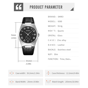Montres à quartz pour hommes SKMEI 9390 en gros avec bracelets en cuir, disponibles à prix réduits, cadeaux pour amis - Product Image 6