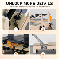 Reformer de Pilates en bois d'érable gris, recouvert de cuir premium, pliable, à angle réglable, avec accessoires pour usage domestique