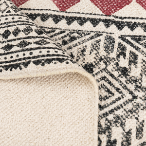 Haute qualité fait à la main multicolore brodé motif abstrait tapis laine coton mélange pour décor à la maison porte balcon lit salle de prière - Product Image 1